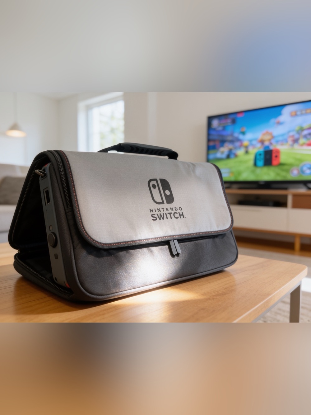 Nintendo Switch Soft Carry Case – Light Gray & Black